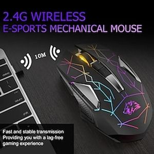 Rechargeable Wireless Gaming Mouse - Silent Rainbow RGB Backlit Ergonomic Design for High Performance PC Gaming on Windows/Mac/Vista miniinthebox