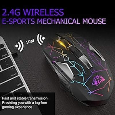 Rechargeable Wireless Gaming Mouse - Silent Rainbow RGB Backlit Ergonomic Design for High Performance PC Gaming on Windows/Mac/Vista miniinthebox Rechargeable Wireless Gaming Mouse - Silent Rainbow RGB Backlit Ergonomic Design for High Performance PC Gaming on Windows/Mac/Vista miniinthebox
