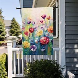 Painting Flowers Garden Flag 12x18Inch Outdoor Decorations Welcome Garden Patio Flag Yard Flag Double Sided Holiday Outdoor Flags 1pc Lightinthebox