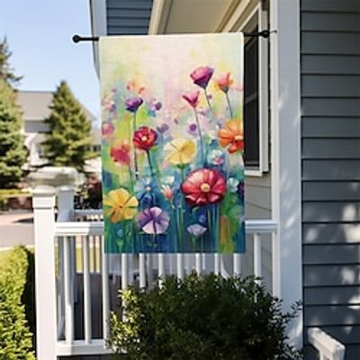 Painting Flowers Garden Flag 12x18Inch Outdoor Decorations Welcome Garden Patio Flag Yard Flag Double Sided Holiday Outdoor Flags 1pc Lightinthebox