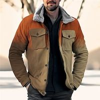 Gradual Casual Men's Sherpa Jacket Coat Sports  Outdoor Daily Wear Going out Fall  Winter Turndown Long Sleeve Blue Orange Gray S M L Polyester Jacket Lightinthebox - thumbnail