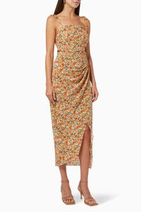 Wild Poppies Midi Dress in Silk