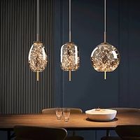 Gypsophila Art Metal Crystal Chandelier LED Three-Color Dimming Pendant Lamp Light Nordic Luxury Modern Creative Hanging Light Bar Bedroom Bedside Study Hanging Light Lightinthebox - thumbnail