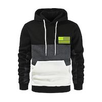 Men's Unisex Hoodie Pullover Hoodie Sweatshirt Pullover Black And White Black White Army Green Red Hooded American Flag National Flag Pocket Casual Daily Sports Hot Stamping Casual Spring  Fall Fall miniinthebox - thumbnail