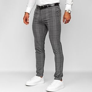 Men's Trousers Chinos Chino Pants Pocket Plaid Comfort Breathable Outdoor Daily Going out Fashion Casual Dark Gray Grey Lightinthebox