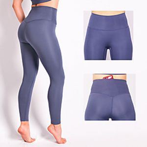 Women's High Waist Yoga Pants Back Pocket Tights Leggings Tummy Control Butt Lift Quick Dry Solid Color Purple Army Green Black Yoga Fitness Gym Workout Summer Sports Activewear High Elasticity Skinny Lightinthebox