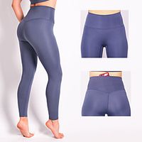 Women's High Waist Yoga Pants Back Pocket Tights Leggings Tummy Control Butt Lift Quick Dry Solid Color Purple Army Green Black Yoga Fitness Gym Workout Summer Sports Activewear High Elasticity Skinny Lightinthebox - thumbnail