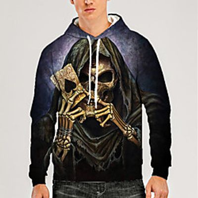 Men's Unisex Pullover Hoodie Sweatshirt Graphic Prints Skull Print Daily Sports 3D Print 3D Print Casual Hoodies Sweatshirts  Gray Lightinthebox