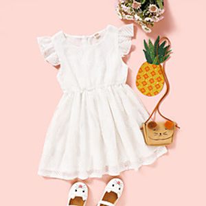 Kids Toddler Little Girls' Dress Solid Colored Print White Knee-length Sleeveless Active Dresses Summer Regular Fit 2-8 Years miniinthebox