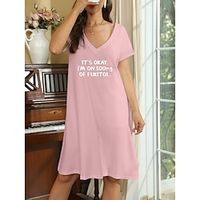 Women's Casual Dress Summer Dress Letter Print V Neck Mini Dress Streetwear Holiday Date Short Sleeve Regular Fit Yellow Pink Blue Summer Spring S M L XL XXL Lightinthebox - thumbnail