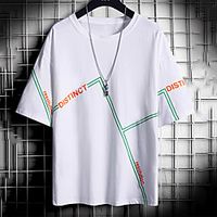 Men's Unisex Tee T shirt Hot Stamping Graphic Prints Letter Plus Size Print Short Sleeve Casual Tops Cotton Basic Fashion Designer Big and Tall White Black Light gray miniinthebox - thumbnail