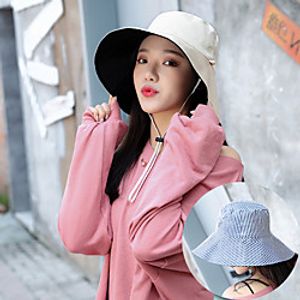 Women's Sun Hat Hiking Hat Bucket Hat 1 PCS Wide Brim Outdoor Portable Breathable Quick Dry Ultraviolet Resistant Hat Solid Color Cotton Blend Black Orange Khaki for Fishing Climbing Beach miniinthebox