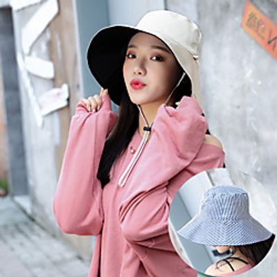 Women's Sun Hat Hiking Hat Bucket Hat 1 PCS Wide Brim Outdoor Portable Breathable Quick Dry Ultraviolet Resistant Hat Solid Color Cotton Blend Black Orange Khaki for Fishing Climbing Beach miniinthebox