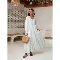 Linen Cotton Blend V Neck Maxi Dress Lightinthebox