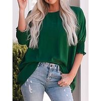 Shirt Blouse Women's Black White Pink Solid Color Loose Street Daily Fashion Round Neck S Lightinthebox