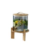 Honeybee 5 Liter Glass Beverage Dispenser with Bamboo Lid - thumbnail