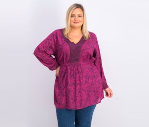 Womens 3/4 Sleeve Top  Purple/Black