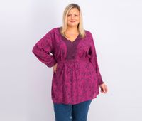 Womens 3/4 Sleeve Top  Purple/Black - thumbnail