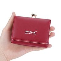 Women's Wallet Credit Card Holder Wallet PU Leather Office Daily Zipper Solid Color Wine Dark Brown Black miniinthebox
