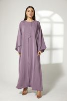 Moistreet Purple Korean Nida Front Embroidered Abaya (XS, S, M, L, XL, XXL)
