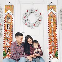 Christmas Door Porch Gingerbread House Sign Banners Christmas Decoration Xmas Hanging Banner Signs Couplets Gate Garden Front Door Home Outdoor Yard Party Decor Supplies miniinthebox - thumbnail