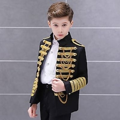 Prince Aristocrat Retro Vintage Rococo Medieval 18th Century Coat Outfits Suit Trousers Boys Kid's Costume Vintage Cosplay Birthday Party / Evening Prom Long Sleeve Coat World Book Day Costumes miniinthebox