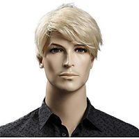 Short Blonde Male Synthetic Wigs American European 6 Inch Straight Men Wig with Free Hair Cap Heat Resistant Toupee Hair miniinthebox - thumbnail