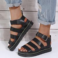 Women's Sandals Gladiator Sandals Roman Sandals Fisherman Sandals Outdoor Daily Flat Heel Open Toe Casual Minimalism Faux Leather Wine Black White Lightinthebox