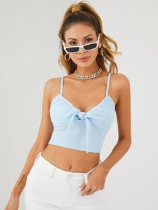 Tie-up Design Bowknot V-neck Sleeveless Crop Top