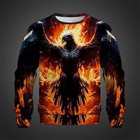 Flaming Phenix Men's Street 3D Printed Pullover Sweatshirt Holiday Vacation Going out Sweatshirts Purple Orange Crew Neck Print Spring   Fall Designer Hoodie Sweatshirt Lightinthebox - thumbnail
