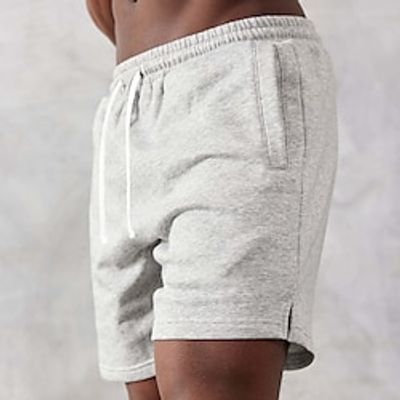 Men's Athletic Shorts Running Shorts Gym Shorts Sports Going out Weekend Breathable Running Casual Pocket Drawstring Elastic Waist Plain Knee Length Gymnatics Activewear Black Grey Micro-elastic Lightinthebox