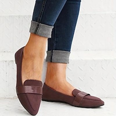 Women's Flats Slip-Ons Plus Size Comfort Shoes Daily Summer Bowknot Flat Heel Pointed Toe Elegant Fashion Casual PU Loafer Bright Black Black Burgundy Lightinthebox