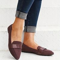 Women's Flats Slip-Ons Plus Size Comfort Shoes Daily Summer Bowknot Flat Heel Pointed Toe Elegant Fashion Casual PU Loafer Bright Black Black Burgundy Lightinthebox - thumbnail