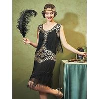 1920s Sleeveless Flapper Dresses Scoop Neck Great Gatsby Dresses Fringed Sequin Roaring 20s Dress Cocktail Dress miniinthebox - thumbnail