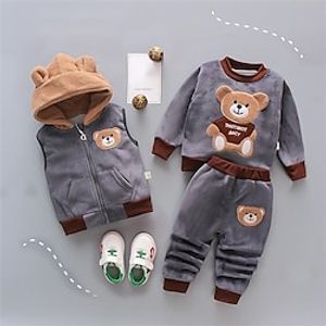 3 Pieces Toddler Girls' Graphic Zipper Pants Suit Set Long Sleeve Active Formal 3-7 Years Spring Pink Light Brown Khaki Lightinthebox