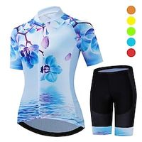 Women's Cycling Jersey with Shorts Short Sleeve Road Bike Cycling White Pink Blue Floral Botanical Bike Shorts Quick Dry Lightweight Lycra Sports Floral Botanical Clothing Apparel Lightinthebox - thumbnail