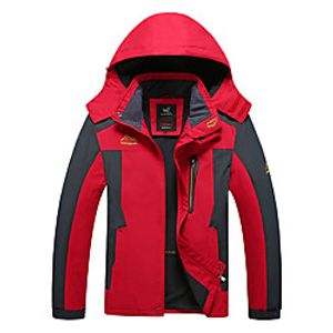 Men's Hiking Windbreaker Hoodie Jacket Fleece Jacket Winter Outdoor Thermal Warm Waterproof Windproof Fleece Lining Winter Jacket Coat Top Fishing Climbing Running Red 8828-thin section Color blue Lightinthebox