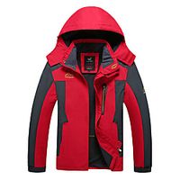 Men's Hiking Windbreaker Hoodie Jacket Fleece Jacket Winter Outdoor Thermal Warm Waterproof Windproof Fleece Lining Winter Jacket Coat Top Fishing Climbing Running Red 8828-thin section Color blue Lightinthebox - thumbnail