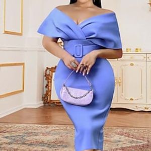 Women's Plus Size Party Dress Solid Color V Neck Short Sleeve Winter Fall Fashion Elegant Mini Dress Party Holiday Dress Lightinthebox