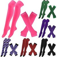 2PCS Over Knee Striped Socks and Long Arm Warm Gloves Set Christmas Socks Women's Y2K Retro Xmas Accessories miniinthebox - thumbnail