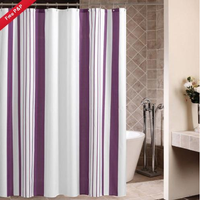 Purple Stripes Shower Curtain With 12 Hooks - thumbnail
