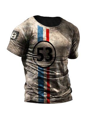 Mens Vintage Racing Stripes Retro T-Shirt
