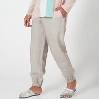 Men's Joggers Linen Pants Trousers Drawstring Elastic Waist Elastic Cuff Plain Comfort Breathable Casual Daily Holiday 100% Linen French Linen Fashion Classic Style Black Navy Blue Lightinthebox - thumbnail