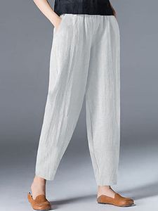 Loose Casual Solid Color Elastic Waist Pants