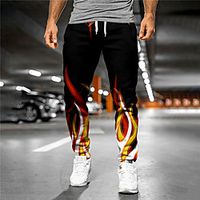 Men's Designer Casual / Sporty Jogger Sweatpants Trousers 3D Print Drawstring Elastic Waist Full Length Pants Casual Daily Micro-elastic Graphic Flame Outdoor Sports Mid Waist Black S M L XL XXL miniinthebox - thumbnail