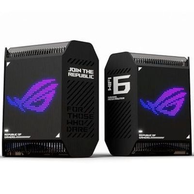 ASUS ROG Rapture GT6 (2PK) AX10000 Tri-Band WiFi 6 Gaming Mesh System, Covers up to 5,800 sq ft, 2.5 Gbps Port, Triple-Level Game Acceleration, UNII 4, Black