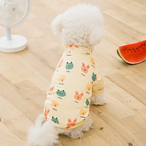 Dog Cat Shirt / T-Shirt Cartoon Basic Adorable Cute Casual / Daily Dog Clothes Puppy Clothes Dog Outfits Breathable Yellow Costume for Girl and Boy Dog Cotton Fabric S M L XL XXL miniinthebox