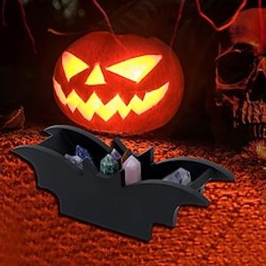 Halloween Cosmetics Storage Rack Decoration Box Gothic Bat Box Cosmetic Storage Tray Bat Crystal Display Disk Wooden Storage Box Lightinthebox