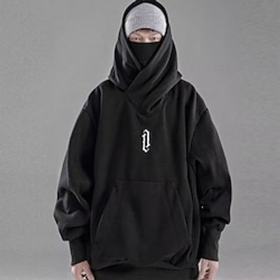 Ninja Double Neckline Cotton Pullover Techwear Harajuku Men Hoodie Hip Hop Streetwear Hoodies Sweatshirts Punk Gothic Lightinthebox