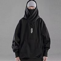 Ninja Double Neckline Cotton Pullover Techwear Harajuku Men Hoodie Hip Hop Streetwear Hoodies Sweatshirts Punk Gothic Lightinthebox - thumbnail